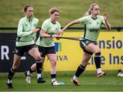 28 May 2024; Megan Connolly, right, during a Republic of Ireland Women's training session at the FAI National Training Centre in Abbotstown, Dublin. Photo by Stephen McCarthy/Sportsfile