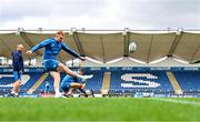 30 May 20224; Ciarán Frawley kicks during the Leinster rugby captain's run at RDS Arena in Dublin. Photo by Tyler Miller/Sportsfile