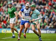 26 May 2024; Limerick goalkeeper Nickie Quaid collides with Dessie Hutchinson of Waterford during the Munster GAA Hurling Senior Championship Round 5 match between Limerick and Waterford at TUS Gaelic Grounds in Limerick. Photo by Sam Barnes/Sportsfile