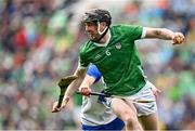 26 May 2024; Declan Hannon of Limerick in action against Kevin Mahony of Waterford during the Munster GAA Hurling Senior Championship Round 5 match between Limerick and Waterford at TUS Gaelic Grounds in Limerick. Photo by Sam Barnes/Sportsfile