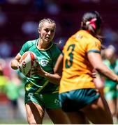 31 May 2024; Megan Burns of Ireland in action during the HSBC Women's SVNS 2024 Grand Finals Pool B match between Ireland and Australia at Civitas Metropolitano Stadium in Madrid, Spain. Photo by Juan Gasparini/Sportsfile