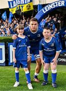 31 May 2024; Leinster captian Scott Penny with mascots Grace Conway and Charlie Reynolds before the United Rugby Championship match between Leinster and Connacht at the RDS Arena in Dublin. Photo by Sam Barnes/Sportsfile