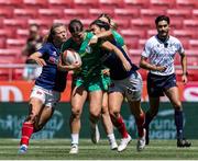 1 June 2024; Vicky Elmes of Ireland in action during the HSBC Women's SVNS 2024 Grand Finals Pool B match between Ireland and France at Civitas Metropolitano Stadium in Madrid, Spain. Photo by Juan Gasparini/Sportsfile