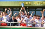 1 June 2024; Cillian Early of Tyrone holds aloft the Electric Ireland Corn Jerome O'Leary Celtic Challenge trophy after the Electric Ireland Corn Jerome O'Leary Celtic Challenge final match between Tyrone and Sligo at Fr Tierney Park in Ballyshannon, Donegal. Photo by Oliver McVeigh/Sportsfile