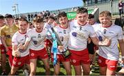 1 June 2024; The Tyrone players celebrate after the Electric Ireland Corn Jerome O'Leary Celtic Challenge final match between Tyrone and Sligo at Fr Tierney Park in Ballyshannon, Donegal. Photo by Oliver McVeigh/Sportsfile