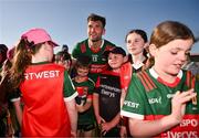 1 June 2024; Aidan O'Shea of Mayo takes photos with supporters after the GAA Football All-Ireland Senior Championship Round 2 match between Roscommon and Mayo at Dr Hyde Park in Roscommon. Photo by Ben McShane/Sportsfile