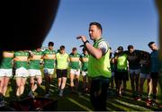 1 June 2024; Leitrim manager Andy Moran speaks two his players after the Tailteann Cup Group 1 Round 3 match between Kildare and Leitrim at Glennon Brothers Pearse Park in Longford. Photo by Tom Beary/Sportsfile