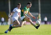 1 June 2024; Tom Prior of Leitrim in action against Jack Sargent of Kildare during the Tailteann Cup Group 1 Round 3 match between Kildare and Leitrim at Glennon Brothers Pearse Park in Longford. Photo by Tom Beary/Sportsfile