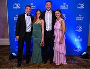 1 June 2024; Scott Penny and Susan Ryan with Will Connors and Sarah Clarke on arrival at the 2024 Leinster Rugby Awards Ball at The InterContinental Hotel in Dublin. Photo by Harry Murphy/Sportsfile