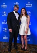 1 June 2024; Departing Leinster player Ed Byrne with his wife Rebecca Long during the 2024 Leinster Rugby Awards Ball at The InterContinental Hotel in Dublin. Photo by Harry Murphy/Sportsfile