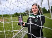 3 June 2024; Ellen Dolan of Peamount with her SSE Airtricity Women’s Premier Division Player of the Month Award for May 2024 Award at PRL Park in Greenogue, Dublin. Photo by David Fitzgerald/Sportsfile