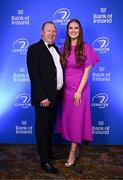 1 June 2024; Jamie Corrigan and Morgan Ledwidge on arrival at the 2024 Leinster Rugby Awards Ball at The InterContinental Hotel in Dublin. Photo by Harry Murphy/Sportsfile