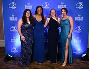 1 June 2024; Christy Haney, Eimear Corri, Aoife Wafer and Aoife Moore on arrival at the 2024 Leinster Rugby Awards Ball at The InterContinental Hotel in Dublin. Photo by Harry Murphy/Sportsfile