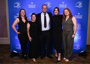 1 June 2024; Hayley Whyte, Sophie Bannon, Daniel Kelly, Niamh Ní Chonaill and Kirsty McCrory on arrival at the 2024 Leinster Rugby Awards Ball at The InterContinental Hotel in Dublin. Photo by Harry Murphy/Sportsfile