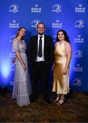 1 June 2024; Anouk Espiasse, Daniel Kelly and Niamh Kelly on arrival at the 2024 Leinster Rugby Awards Ball at The InterContinental Hotel in Dublin. Photo by Harry Murphy/Sportsfile