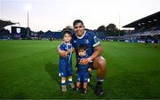 31 May 2024; Michael Ala'alatoa of Leinster with his sons Parker and Miles after the United Rugby Championship match between Leinster and Connacht at the RDS Arena in Dublin. Photo by Harry Murphy/Sportsfile