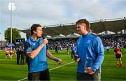 31 May 2024; Joe McCarthy of Leinster speaks to Mike McCarthy after being presented with the Just Eat Supporters Player of the Year award during the United Rugby Championship match between Leinster and Connacht at the RDS Arena in Dublin. Photo by Harry Murphy/Sportsfile