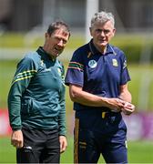 2 June 2024; Meath manager Colm O'Rourke and Kerry manager Jack O'Connor speak before the GAA Football All-Ireland Senior Championship Round 2 match between Meath and Kerry at Páirc Tailteann in Navan, Meath. Photo by Stephen Marken/Sportsfile