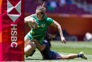 2 June 2024; Eve Higgins of Ireland scores a try during the HSBC Women's SVNS 2024 Grand Finals play-off match between Ireland and USA at Civitas Metropolitano Stadium in Madrid, Spain. Photo by Juan Gasparini/Sportsfile