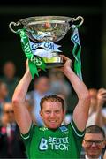 2 June 2024; Ryan Bogue of Fermanagh lifts Lory Meagher Cup after the Lory Meagher Cup final match between Fermanagh and Longford at Croke Park in Dublin. Photo by Ray McManus/Sportsfile