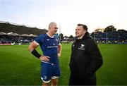 31 May 2024; Rhys Ruddock of Leinster speaks with Jack Carty of Connacht after the United Rugby Championship match between Leinster and Connacht at the RDS Arena in Dublin. Photo by Harry Murphy/Sportsfile