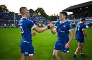 31 May 2024; Sam Prendergast and Jimmy O'Brien of Leinster after their side's victory in during the United Rugby Championship match between Leinster and Connacht at the RDS Arena in Dublin. Photo by Harry Murphy/Sportsfile