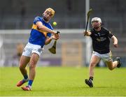 2 June 2024; Sean Walsh of Tipperary Blue in action against Ciaran Hickey of Kilkenny during the Electric Ireland Corn Michael Hogan Celtic Challenge final match between Tipperary Blue and Kilkenny at UPMC Nowlan Park in Kilkenny. Photo by Tom Beary/Sportsfile