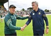 2 June 2024; Kerry manager Jack O'Connor shakes hands with Meath manager Colm O'Rourke after the GAA Football All-Ireland Senior Championship Round 2 match between Meath and Kerry at Páirc Tailteann in Navan, Meath. Photo by Stephen Marken/Sportsfile