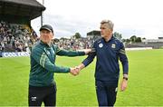 2 June 2024; Kerry manager Jack O'Connor shakes hands with Meath manager Colm O'Rourke after the GAA Football All-Ireland Senior Championship Round 2 match between Meath and Kerry at Páirc Tailteann in Navan, Meath. Photo by Stephen Marken/Sportsfile