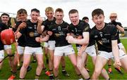 2 June 2024; Kilkenny players, from left, Thomas Langton, Jack Coogan, Calum Murphy and Kieran Timmins celebrate their side’s victory in the Electric Ireland Corn Michael Hogan Celtic Challenge final match between Tipperary Blue and Kilkenny at UPMC Nowlan Park in Kilkenny. Photo by Tom Beary/Sportsfile