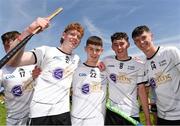 2 June 2024; East Cork players, from left, Josh Foley, Jack Mannix, Cormac Barry and Cian Stack after the Electric Ireland Corn John Scott Celtic Challenge final match between East Cork and Dublin at UPMC Nowlan Park in Kilkenny. Photo by Tom Beary/Sportsfile