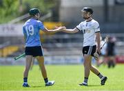 2 June 2024; Peter Dunne of Dublin and Issac Oosthuizen of East Cork shake hands after the Electric Ireland Corn John Scott Celtic Challenge final match between East Cork and Dublin at UPMC Nowlan Park in Kilkenny. Photo by Tom Beary/Sportsfile