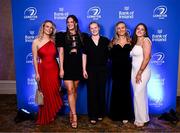 1 June 2024; Priya Tilly, Leah Tarpey, Dannah O'Brien, Emma Tilly and Katie Whelan on arrival at the 2024 Leinster Rugby Awards Ball at The InterContinental Hotel in Dublin. Photo by Harry Murphy/Sportsfile