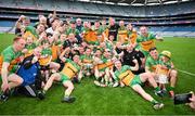 2 June 2024; The Donegal players celebrate with the Nickey Rackard Cup after the Nickey Rackard Cup final match between Donegal and Mayo at Croke Park in Dublin. Photo by Ray McManus/Sportsfile