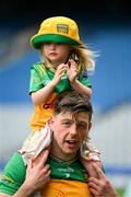 2 June 2024; Sean McVeigh of Donegal with his daughter Aoife, 3 and a half years, after  the Nickey Rackard Cup final match between Donegal and Mayo at Croke Park in Dublin. Photo by Ray McManus/Sportsfile