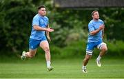 4 June 2024; Dan Sheehan, left, and Scott Penny during Leinster Rugby squad training at UCD in Dublin. Photo by Ramsey Cardy/Sportsfile