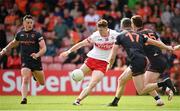 2 June 2024; Lachlan Murray of Derry shoots at goal during the GAA Football All-Ireland Senior Championship Round 2 match between Derry and Armagh at Celtic Park in Derry. Photo by Seb Daly/Sportsfile