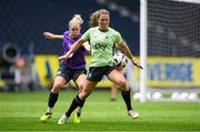 3 June 2024; Kyra Carusa and Diane Caldwell, left, during a Republic of Ireland women's training session at Friends Arena in Stockholm, Sweden. Photo by Stephen McCarthy/Sportsfile