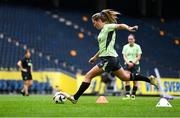 3 June 2024; Kyra Carusa during a Republic of Ireland women's training session at Friends Arena in Stockholm, Sweden. Photo by Stephen McCarthy/Sportsfile