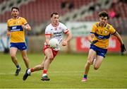 2 June 2024; Darragh Canavan of Tyrone in action against Manus Doherty of Clare during the GAA Football All-Ireland Senior Championship Round 2 match between Tyrone and Clare at O'Neill's Healy Park in Omagh, Tyrone. Photo by Oliver McVeigh/Sportsfile