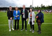 25 May 2024; The GAAGO team, from left, Paddy Andrews, Gráinne McElwain, Michael Murphy, Aisling O’Reilly and Caroline Brady during the GAA Football All-Ireland Senior Championship Round 1 match between Donegal and Tyrone at MacCumhaill Park in Ballybofey, Donegal. Photo by Stephen McCarthy/Sportsfile