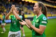4 June 2024; Kyra Carusa of Republic of Ireland after the 2025 UEFA Women's European Championship qualifying match between Sweden and Republic of Ireland at Friends Arena in Stockholm, Sweden. Photo by Stephen McCarthy/Sportsfile