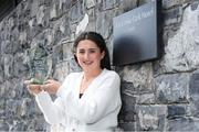 5 June 2024; Wexford’s Aoife Cullen is pictured with The Croke Park Hotel/LGFA Player of the Month award for May 2024, at The Croke Park Hotel in Jones Road, Dublin. Aoife scored 0-8, including the winning point, as Wexford defeated Westmeath in the TG4 Leinster Intermediate Final on May 19. Aoife’s display earned her the Player of the Match award on the day.  Photo by Matt Browne/Sportsfile