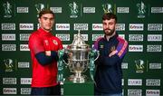 6 June 2024; Anto Breslin of St Patrick’s Athletic and Darryl Henderson of Ballyfermot United after the Sports Direct Men's FAI Cup Second Round draw at FAI Headquarters in Abbotstown, Dublin. Photo by Harry Murphy/Sportsfile