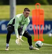 6 June 2024; Goalkeeper David Harrington during a Republic of Ireland training session at the FAI National Training Centre in Abbotstown, Dublin. Photo by Seb Daly/Sportsfile