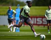 6 June 2024; Michael Obafemi during a Republic of Ireland training session at the FAI National Training Centre in Abbotstown, Dublin. Photo by Seb Daly/Sportsfile