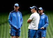 7 June 2024; Leinster coaches, from left, head coach Leo Cullen, backs coach Andrew Goodman and senior coach Jacques Nienaber during a Leinster Rugby captain's run at the Aviva Stadium in Dublin. Photo by Harry Murphy/Sportsfile