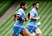 7 June 2024; Michael Ala'alatoa, left, and James Ryan during a Leinster Rugby captain's run at the Aviva Stadium in Dublin. Photo by Harry Murphy/Sportsfile