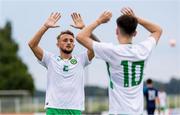 7 June 2024; Sam Curtis of Republic of Ireland celebrates with teammate Andy Moran, 10, after scoring their side's first goal during the U21 international friendly match between Croatia and Republic of Ireland at Gradski Stadion in Zagreb, Croatia. Photo by Vid Ponikvar/Sportsfile