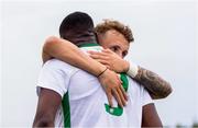 7 June 2024; Sam Curtis of Republic of Ireland celebrates with teammate Sinclair Armstrong, 9, after scoring their side's second goal during the U21 international friendly match between Croatia and Republic of Ireland at Gradski Stadion in Zagreb, Croatia. Photo by Vid Ponikvar/Sportsfile